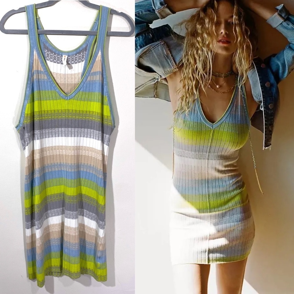 Daily Practice Tu-Valu Sweater Striped Tank Dress Anthropologie Large